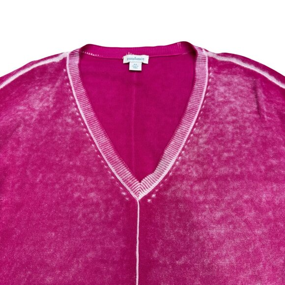 Sundance Samantha Women's Pink Lightweight V-Neck Cotton LS Sweater, Size PS - Picture 3 of 8